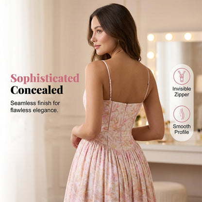 Elegant Floral Corset Maxi Dress