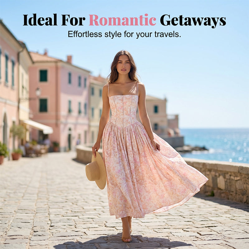 Elegant Floral Corset Maxi Dress