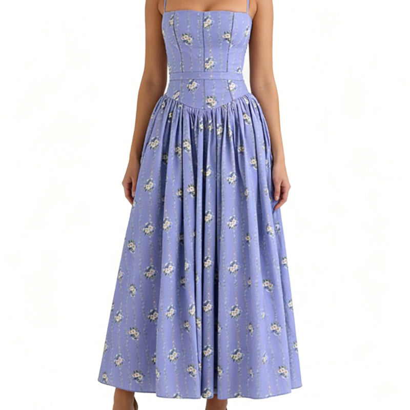 Elegant Floral Corset Maxi Dress