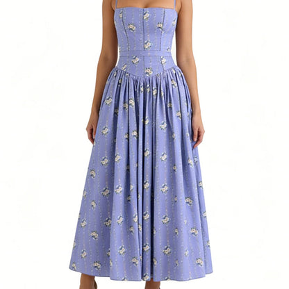 Elegant Floral Corset Maxi Dress