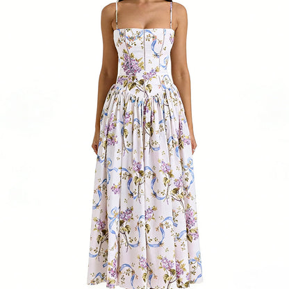 Elegant Floral Corset Maxi Dress