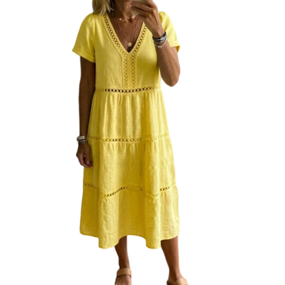 🎁New Arrival 50% OFF💥Women's Elegant V-Neck Lace Insert Dress