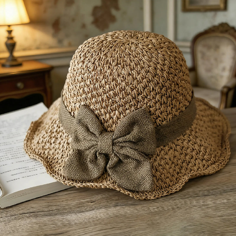 🧢 49% OFF NOW! 🌞 Elegant Woven Straw Sun Hat with Bow – Breathable, Foldable & Perfect for Beach & Travel 👒