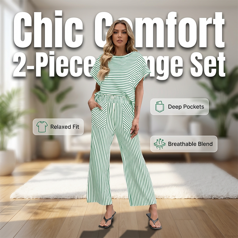 Women's Striped 2-Piece Lounge Set