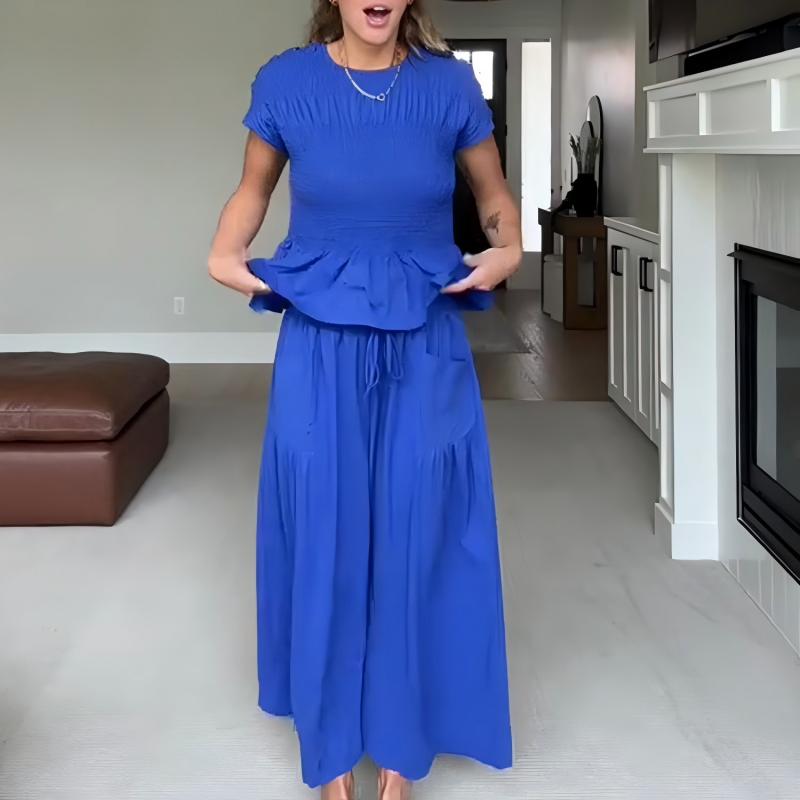 🔥Hot Deals-Women’s Pleated Top & Wide-Leg Pants Set