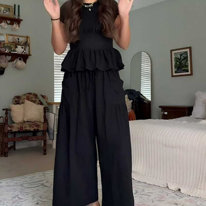 🔥Hot Deals-Women’s Pleated Top & Wide-Leg Pants Set