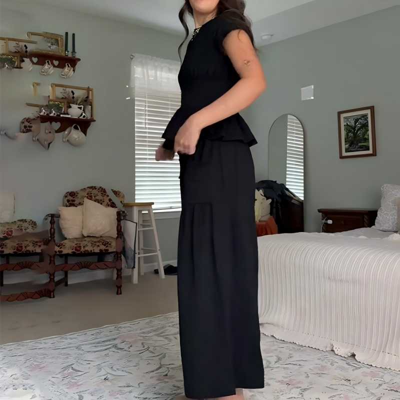 🔥Hot Deals-Women’s Pleated Top & Wide-Leg Pants Set