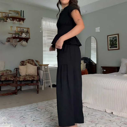 🔥Hot Deals-Women’s Pleated Top & Wide-Leg Pants Set