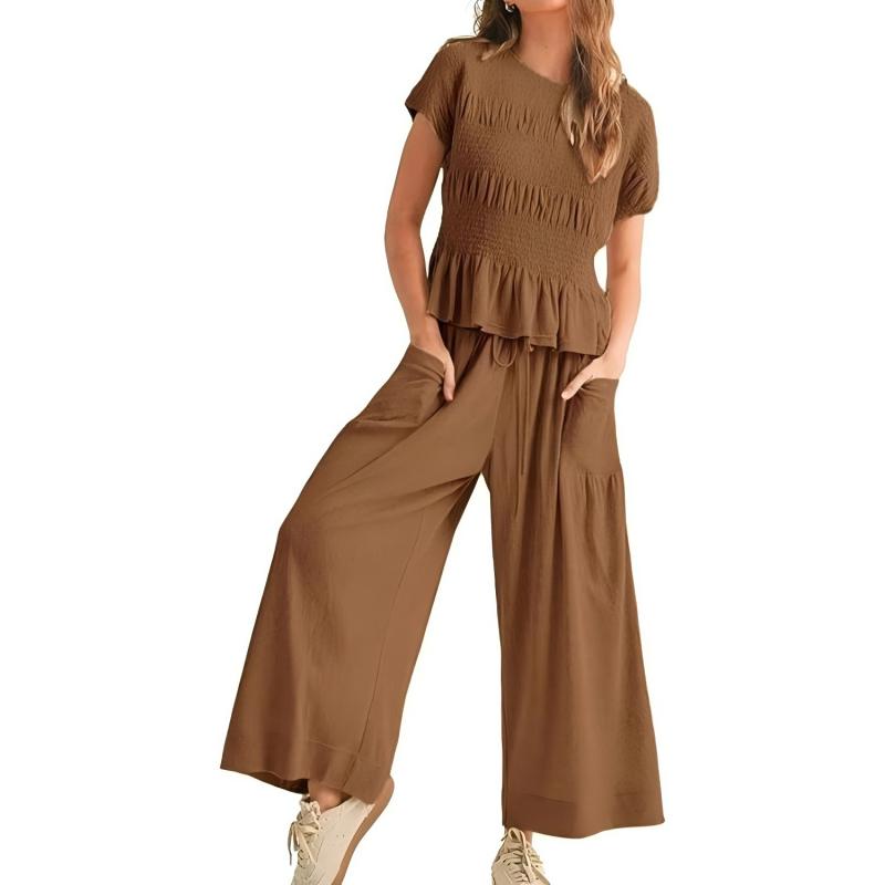 🔥Hot Deals-Women’s Pleated Top & Wide-Leg Pants Set