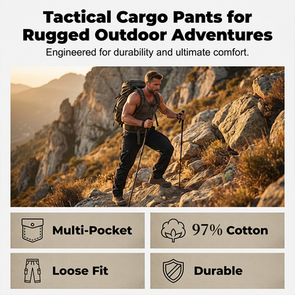👖 50% OFF NOW! 🛠️ Men's Cotton Cargo Tactical Pants – Multi-Pocket, Reinforced Construction & Adjustable Waist