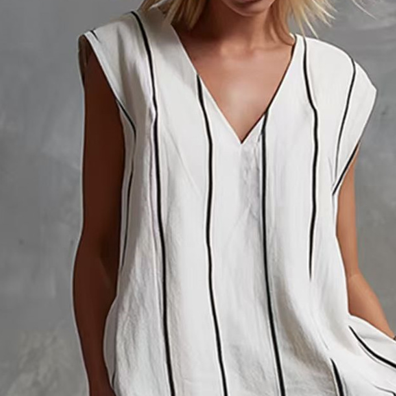 Sleeveless Vertical Stripe Two-Piece Lounge Set