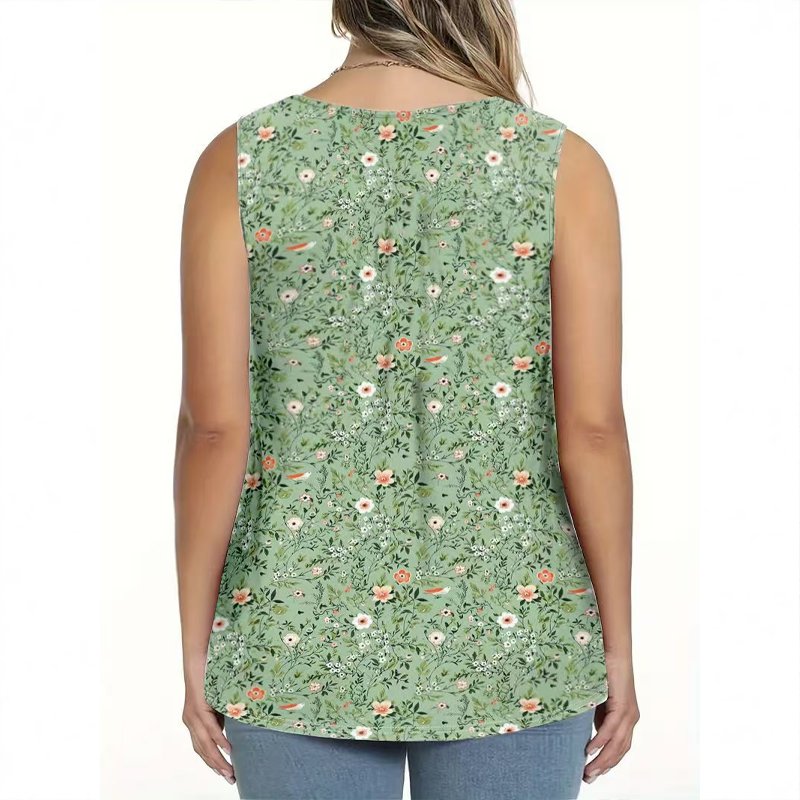 👚 50% OFF NOW! 🌸 Women's Printed Button Sleeveless Top – Breathable Fabric, Cute Pattern & Perfect for Summer Days ☀️