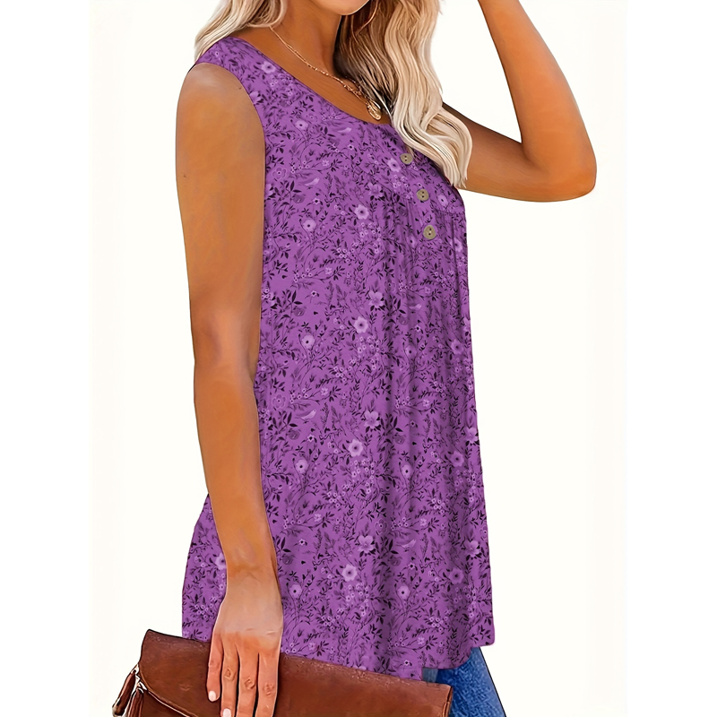👚 50% OFF NOW! 🌸 Women's Printed Button Sleeveless Top – Breathable Fabric, Cute Pattern & Perfect for Summer Days ☀️