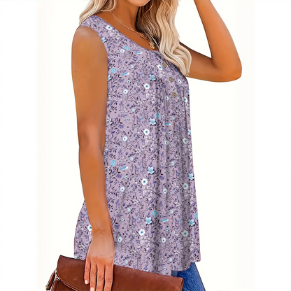 👚 50% OFF NOW! 🌸 Women's Printed Button Sleeveless Top – Breathable Fabric, Cute Pattern & Perfect for Summer Days ☀️