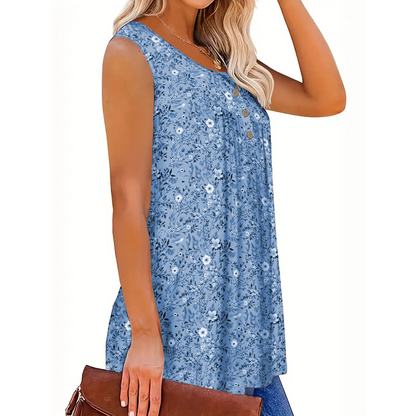 👚 50% OFF NOW! 🌸 Women's Printed Button Sleeveless Top – Breathable Fabric, Cute Pattern & Perfect for Summer Days ☀️