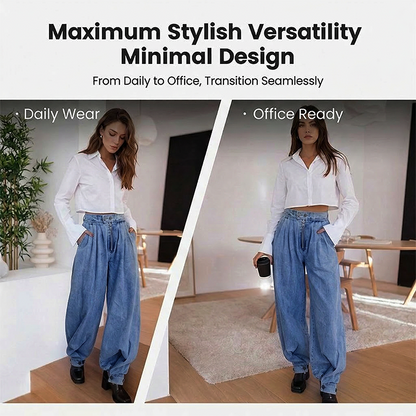High-Waisted Loose Fit Denim Jogger Jeans
