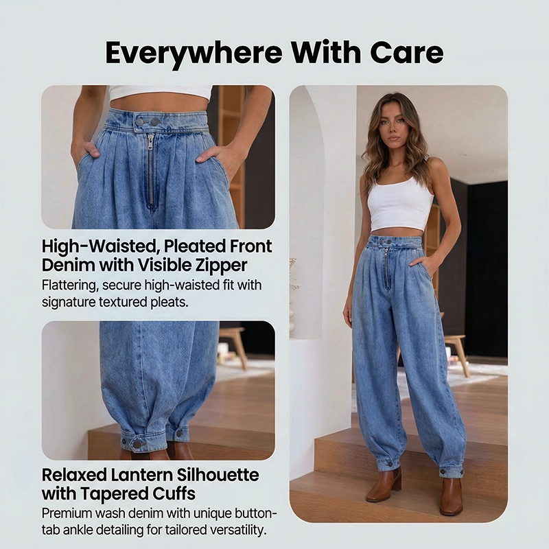 High-Waisted Loose Fit Denim Jogger Jeans