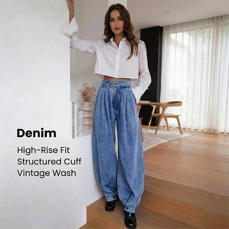 High-Waisted Loose Fit Denim Jogger Jeans