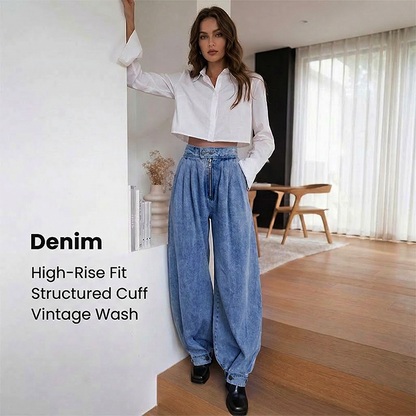 High-Waisted Loose Fit Denim Jogger Jeans