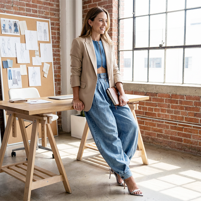 High-Waisted Loose Fit Denim Jogger Jeans