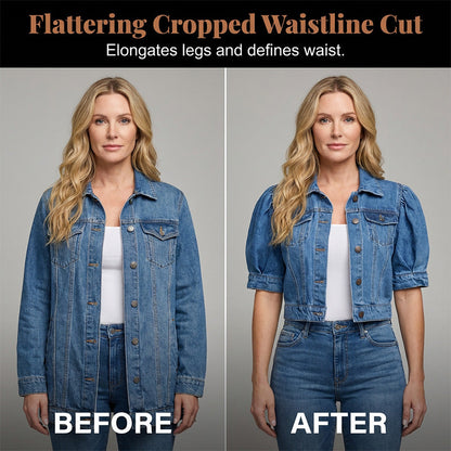 🧥 50% OFF NOW! ✨Women's Puff Short Sleeve Cropped Denim Jacket