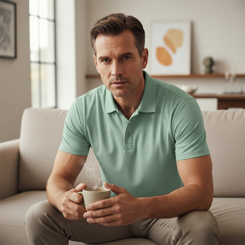 🥳2026 HOT SALE🥳💞50K+ SOLD!👔⚡ 50% OFF! Men's Lapel Tee – Wrinkle‑free, quick‑dry fabric. Tailored fit, 5 colors. Machine washable. Your smart‑casual essential. 🛡️🕊️