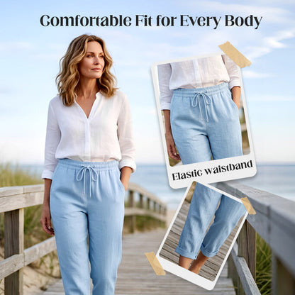👖Casual Cotton and Linen Pants for Women – Breathable, High-Waisted & Ankle-Length Elegance🤍