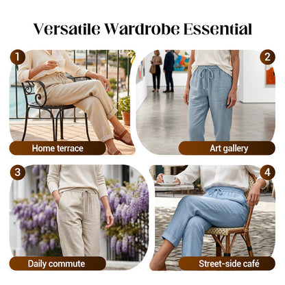 👖Casual Cotton and Linen Pants for Women – Breathable, High-Waisted & Ankle-Length Elegance🤍