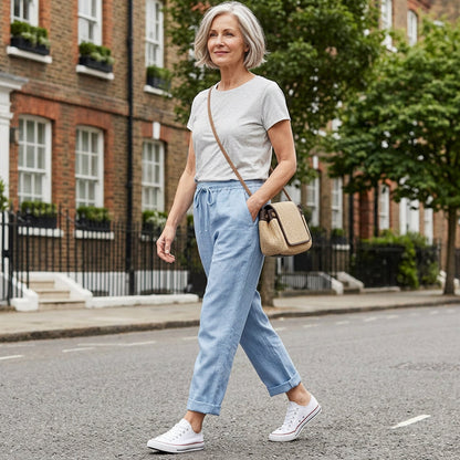 👖Casual Cotton and Linen Pants for Women – Breathable, High-Waisted & Ankle-Length Elegance🤍