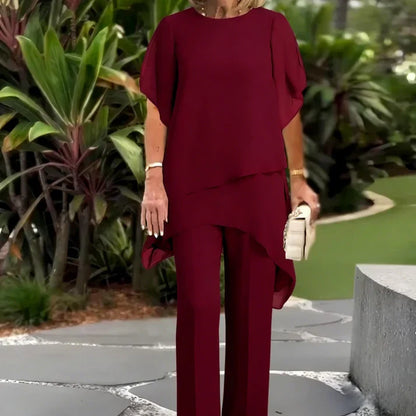 📢2026 Hot Sale 50% OFF💞Charming Irregular Top & Wide Leg Pants Set✨Comfortable, elegant & perfect for spring 🌸