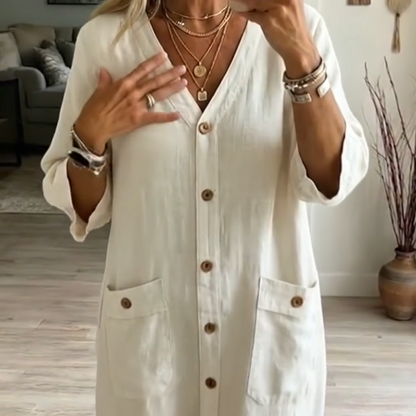 Women's Casual V-Neck Midi Dress