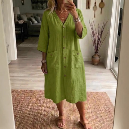 Women's Casual V-Neck Midi Dress
