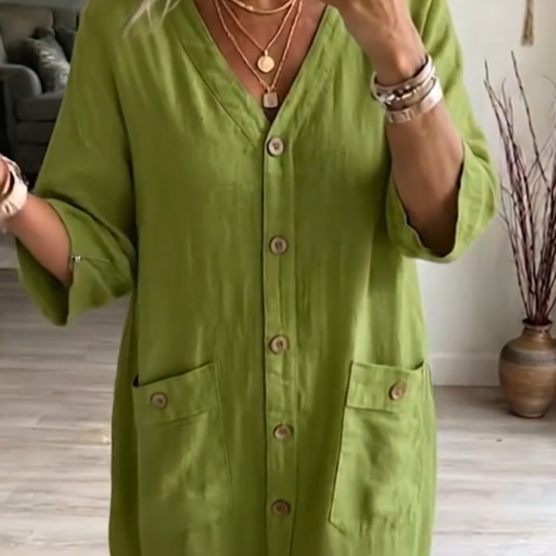 Women's Casual V-Neck Midi Dress