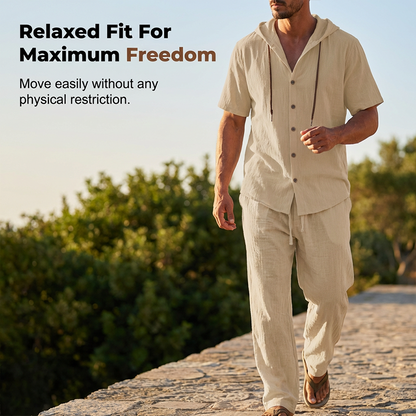 Men's Casual Hooded Shirt & Pants Set