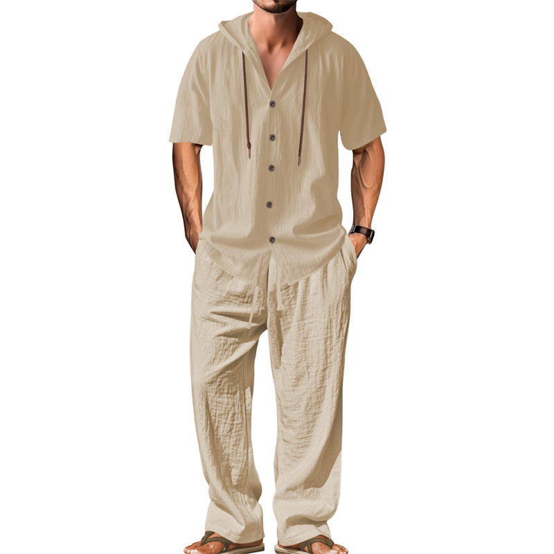 Men's Casual Hooded Shirt & Pants Set