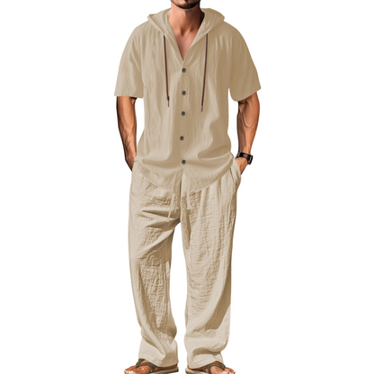 Men's Casual Hooded Shirt & Pants Set
