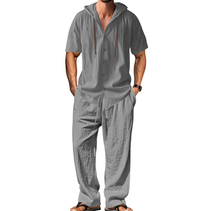 Men's Casual Hooded Shirt & Pants Set
