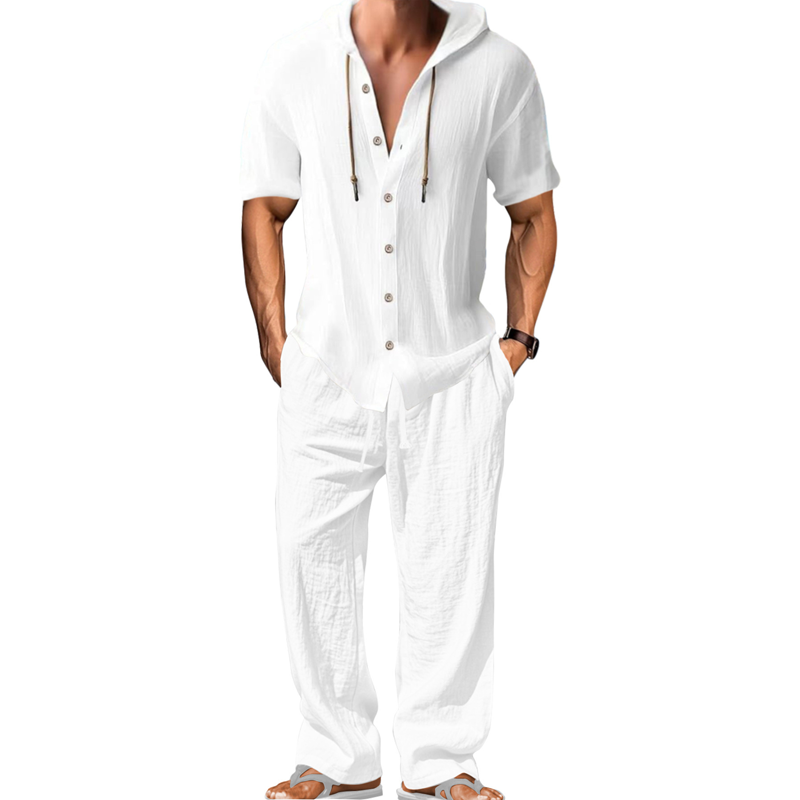 Men's Casual Hooded Shirt & Pants Set