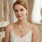 Elegant Double Heart Necklace with Purple Rhinestone