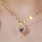 Elegant Double Heart Necklace with Purple Rhinestone