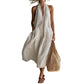 👗 LIMITED-TIME 50% OFF! 💃 Women's Casual Halter V-Neck Midi Dress – Flowy, Patch Pockets, Breathable 🍂