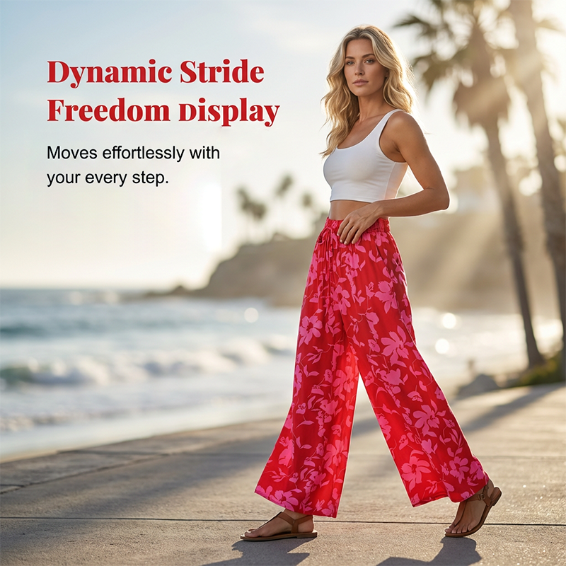 Bohemian Floral Print High-Waist Wide-Leg Pants