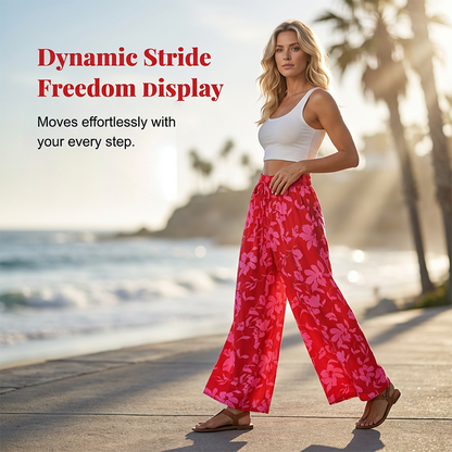 Bohemian Floral Print High-Waist Wide-Leg Pants