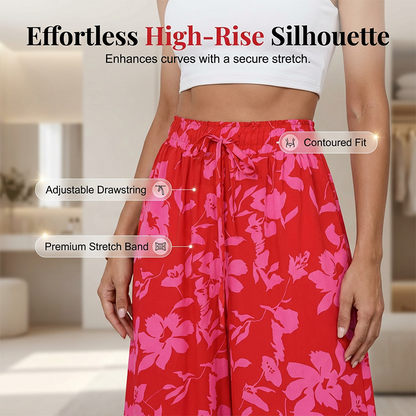 Bohemian Floral Print High-Waist Wide-Leg Pants
