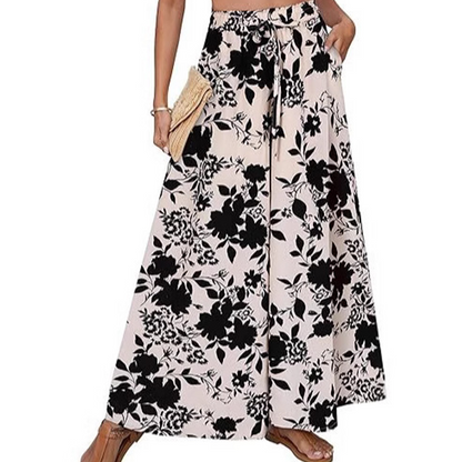 Bohemian Floral Print High-Waist Wide-Leg Pants