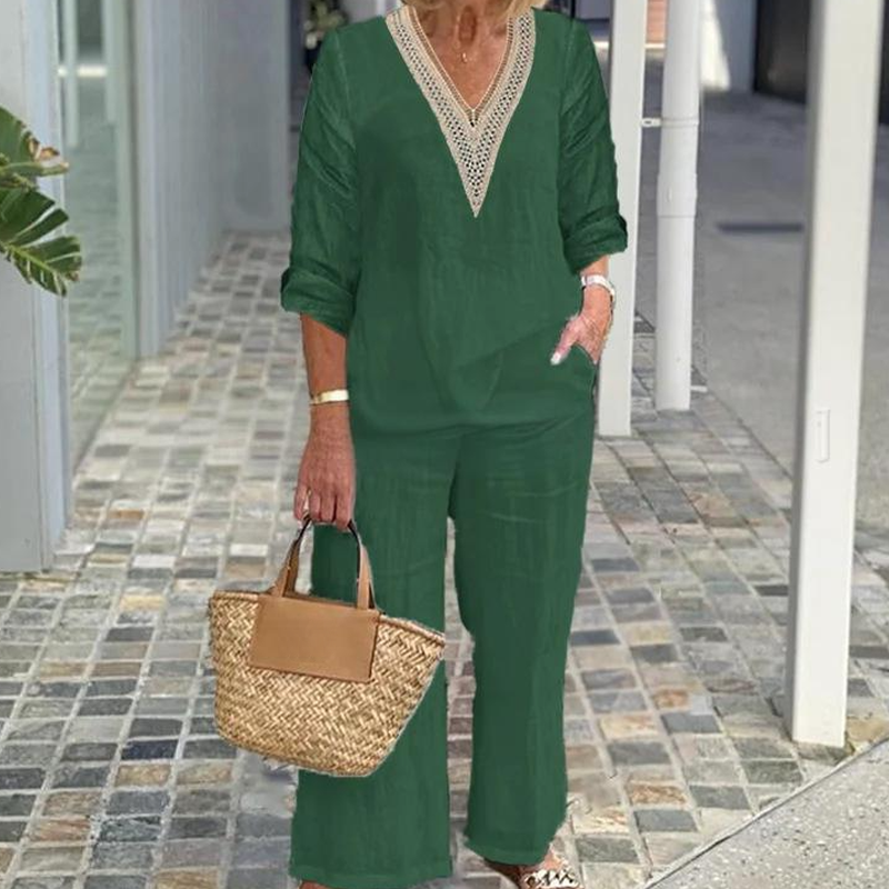 🔥LIMITED TIME 50% OFF!⏰Women's V-Neck Top & Wide-Leg Pants