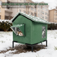 ⏰FREE SHIPPING🔥LIMITED TIME 50% OFF! 🐾 Waterproof Outdoor Cat House – Thermal Aluminium Lining, Elevated 12cm, Foldable, Weatherproof – Warm & Dry Shelter for Feral or Outdoor Cats (M/L, Black/Dark Grey/Dark Green)
