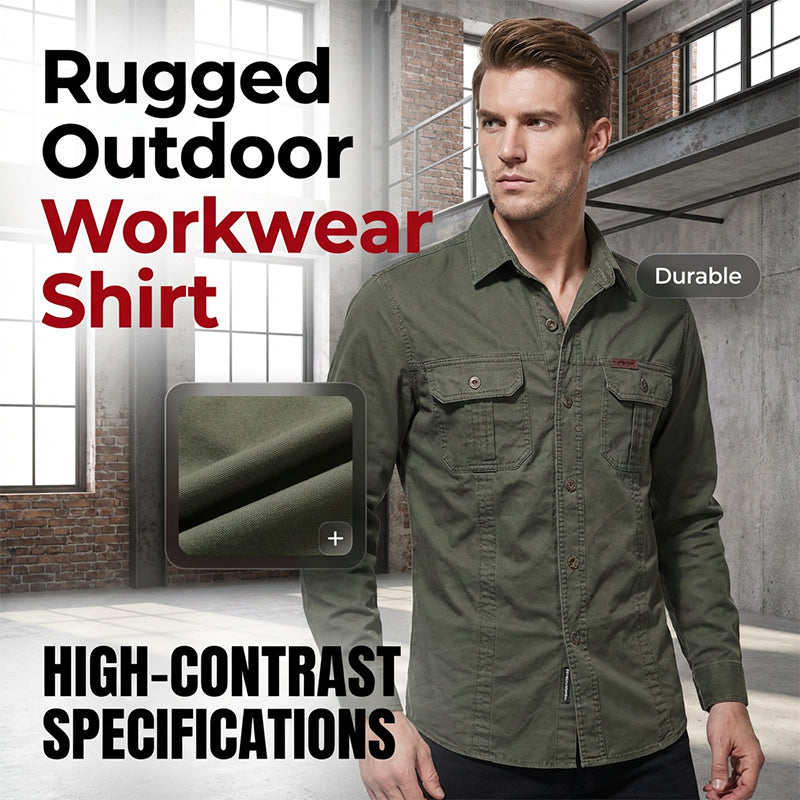 🔥2026 New Arrival ＆ Hot Sale🔥 Men’s Long Sleeve Cotton Workwear Shirt – Durable, Comfortable & Perfect for Everyday Work ✨💪