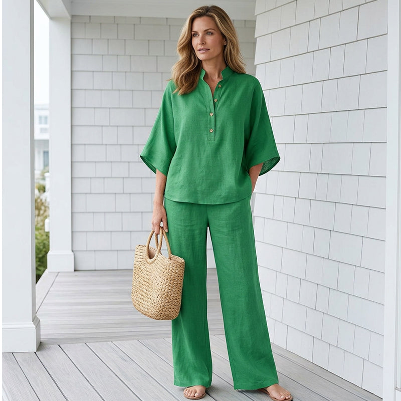 📢📢50% OFF !! ⏰Women's Stand-Up Collar Top & Wide-Leg Pants Set