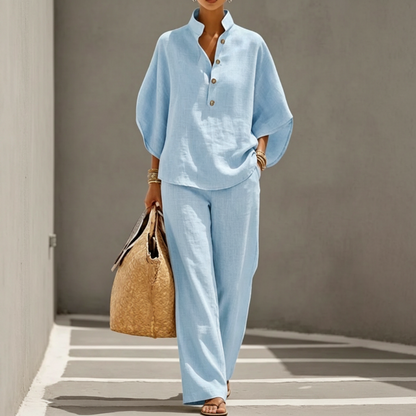 📢📢50% OFF !! ⏰Women's Stand-Up Collar Top & Wide-Leg Pants Set